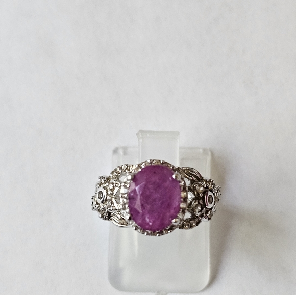 Genuine Pink Sapphire 💗 Ring in Platinum over Sterling Silver Sz 5! ✨️ - Picture 3 of 8
